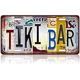 Vintage Tiki Bar Metal Tin Sign License Plate Wall Decor 12 x 6 Inches