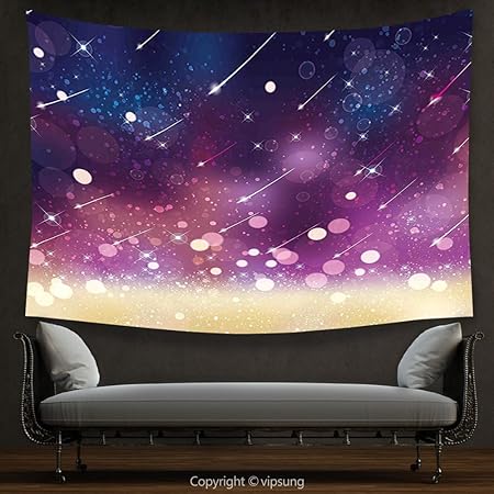 Vipsung House Decor Tapestry Space Shiny Shooting Stars