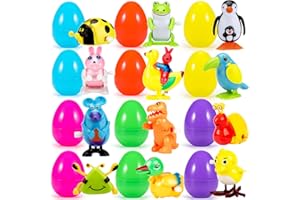 YEAHBEER 12 Pcs Filled Easter Eggs with Assorted Wind-up Toys 4" Plastic Easter Eggs with Toys Inside, Easter Basket Stuffers Easter Egg Hunt Easter Party Favors Easter Egg Fillers