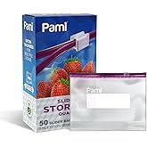 PAMI Reusable Slider Zipper Food Storage Bags,Quart,Expandable Base,50 Ct