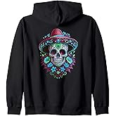 Halloween Sugar Skull Skull Dia De Los Muertos Calavera Zip Hoodie