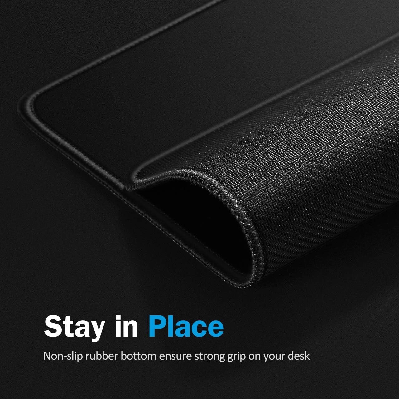 VicTsing Mouse Pad with Stitched Edge, Premium-Textured Mouse Mat, Non-Slip Rubber Base Mousepad for Laptop, Computer & PC, 10.2×8.3×0.08 inches, Black : Office Products