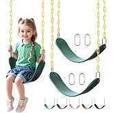 little dove 2 Pack Heavy Duty Swing Seats with 66" Rust-Resistant Chains, Swing Set Accessories Replacement with Quick Links, Kids Swings Supports 220 lbs for Outdoor Playground, Green