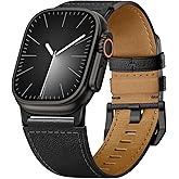 Suitisbest Leather Bands Compatible for Apple Watch Ultra Band 49mm 46mm 45mm 44mm 42mm, Genuine Calfskin Leather Replacement Strap Fits Men iWatch Series 11 10 9 8 7 6 5 4 3, SE 3 2 1, Ultra 3 2 1
