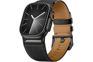 Suitisbest Leather Band Compatible with Apple Watch Strap 49mm 46mm 45mm 44mm 42mm, Natural Genuine Calfskin Leather Replacem