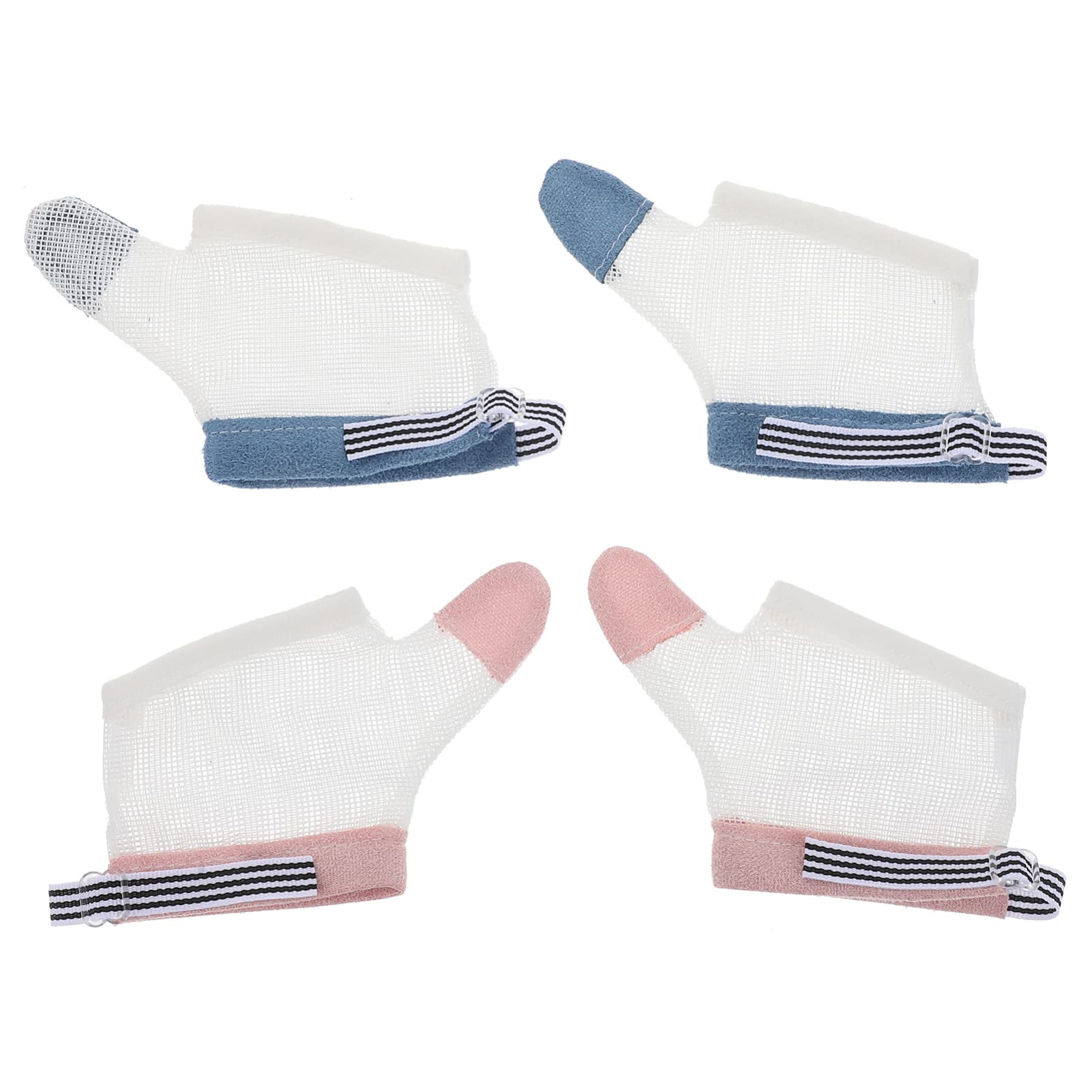 2 Pairs Sucking Stop Baby Sucking No Scratch Gloves Breathable Finger with Wrist Band for Baby Boys Girls White