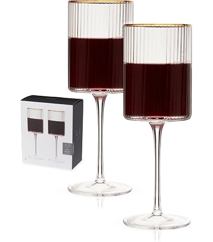 Mary Square Trinkglas Mit Goldrand – Rauchgrau, Gerippt, 266 Ml, Für Cocktails & Mehr