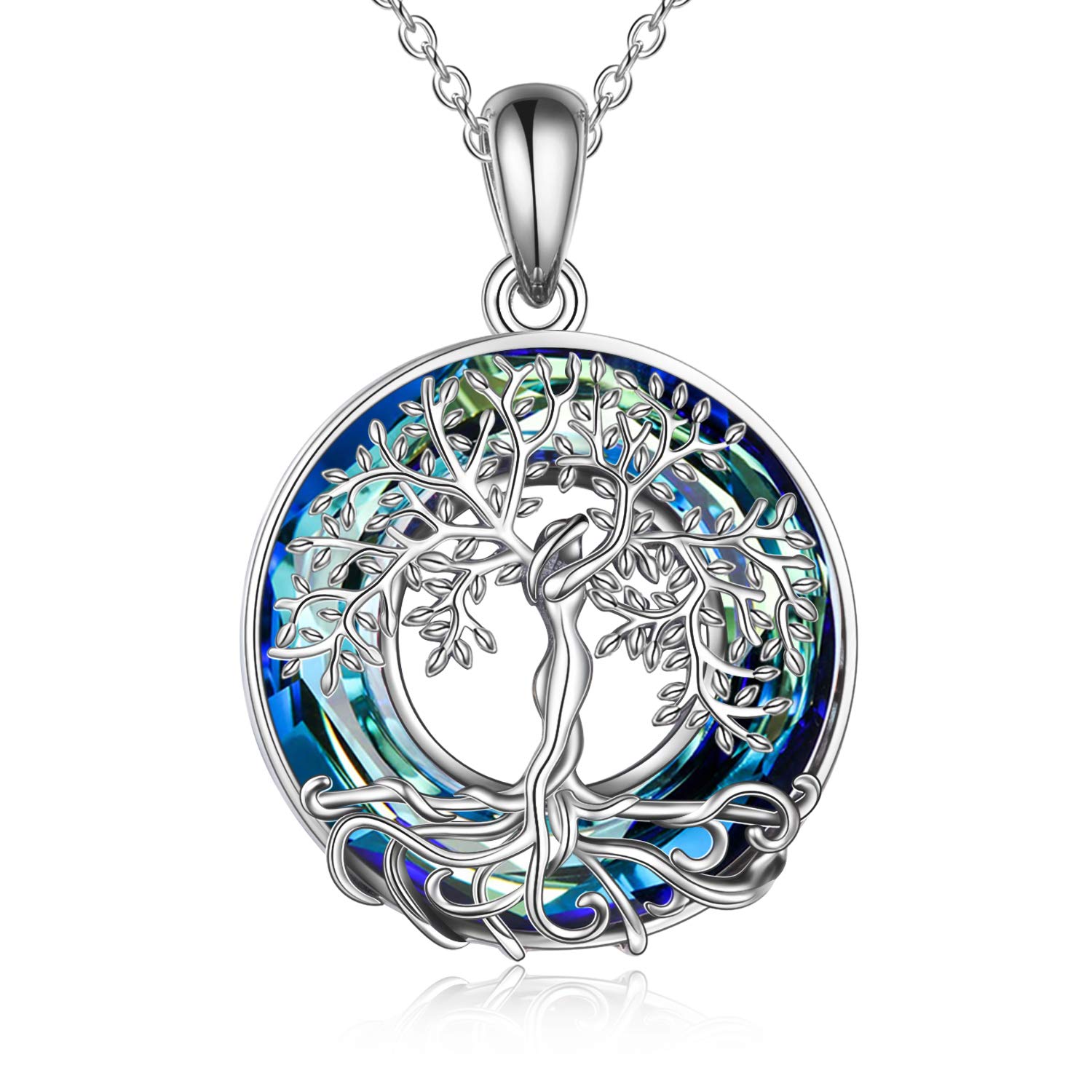 YAFEINI Tree of Life Necklace Sterling Silver Abalone Shell Crystal Tree of Life Pendant Necklace for Women Girls Mother's Day Jewelry Gifts — image 1
