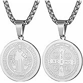 STWTR Saint Benedict Medal Necklace Stainless Steel Christian Sacrament Medal Anti-evil Jewelry Catholic Men and Women Gifts