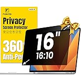 F FORITO 16 Inch 16:10 360° Laptop Privacy Screen Protector, Anti Peeping and Anti Glare Laptop Privacy Shield, Reduce Eye Strain & Eye Protection