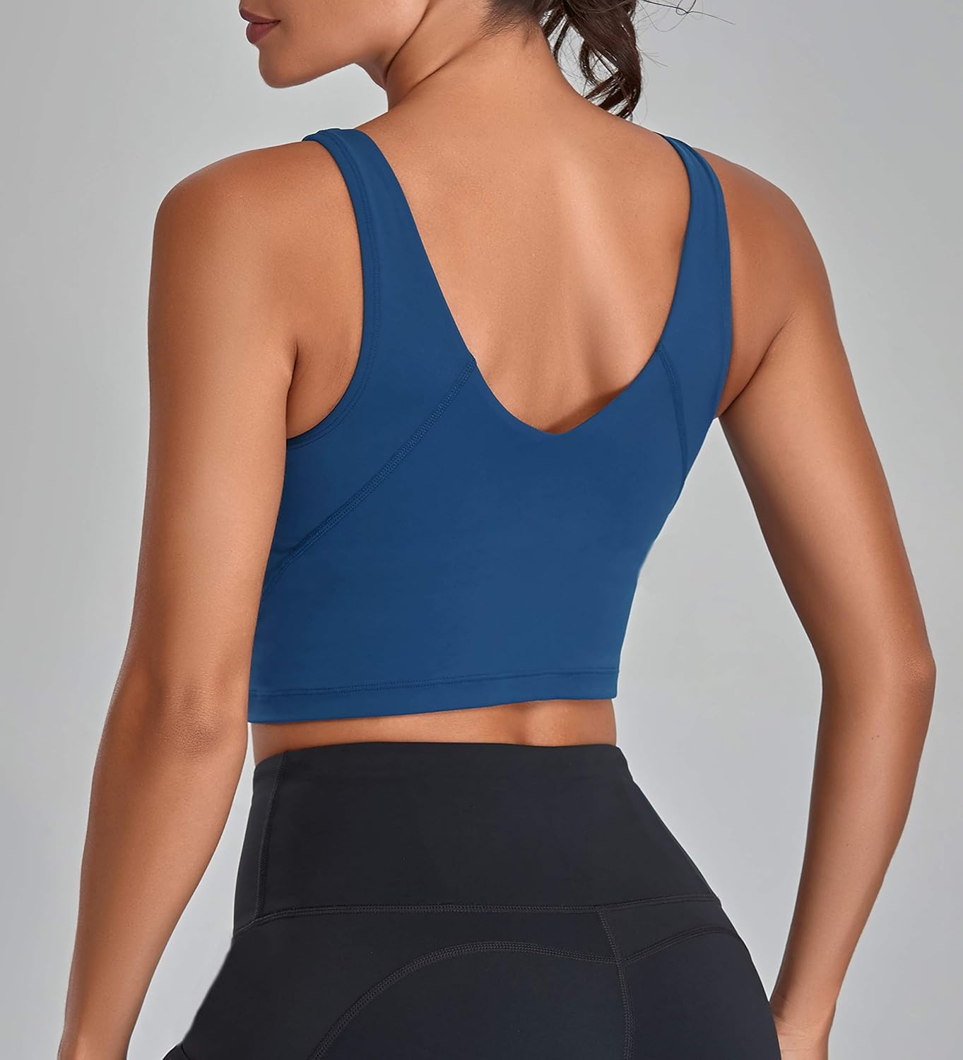 Oalka Sports Bra Womens Longline Padded Crop Tank Yoga Bras Workout Fitness Top at  Women’s Clothing store