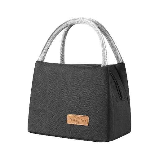 Xuigort Portable Insulated Lunch Tote Bag, Thermal Leak Proof Lunch Box Container for Women Ladies Men, Lunch Box Tote Bag for Work School Picnic Travel(Black)