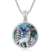 Freesloth Wolf Necklace for Men Women Viking Jewelry 925 Sterling Silver Abalone Viking Wolf Necklace Gifts