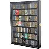 56 Lighters Display Case Cabinet Shadow Box Compatible with Zippo Lighers Sport Military Lighters Match Books Black Finish
