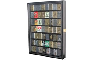 DISPLAYGIFTS 56 Lighters Display Case Cabinet Shadow Box Compatible with Zippo Lighers Sport Military Lighters Match Books Black Finish