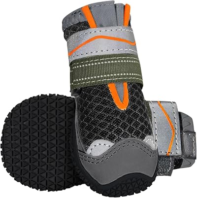 SlowTon Dog Boots Waterproof Non-Slip Paw Protectors Reflective Straps 9 Sizes