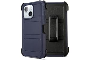 Saiboro iPhone 15 Belt Clip Case Holster with Stand, Defender Case Anti-Drop, 2 Layers of Sturdy Protection, Blue