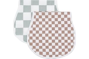 LifeTree Muslin Baby Burp Cloths Sets for Unisex - 2 Pack Large 70% Viscose from Bamboo and 30% Cotton Burping Cloths for Newborn, Baby Girls and Boys (Checkered)