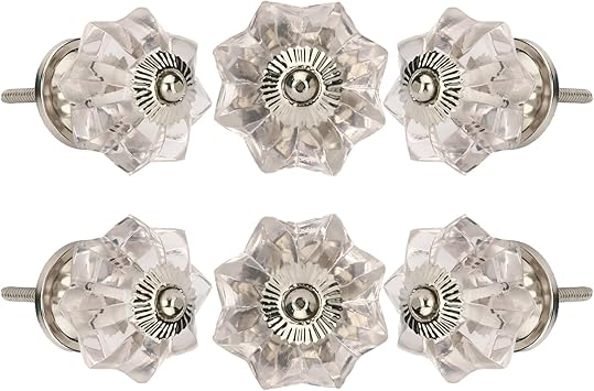 Set Of 6 Crystal Glass Knobs Kitchen Cabinet Cupboard Glass Door