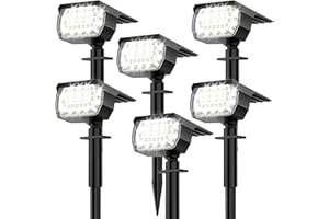 MinPea Solar Spot Lights Outdoor, [57 LED/6 Pack] Solar Lights Outdoor IP65 Waterproof, Solar Landscape Spotlights, 3 Modes Solar Powered Garden Yard Lights for Outside Patio Pathway Pool(Cold White)