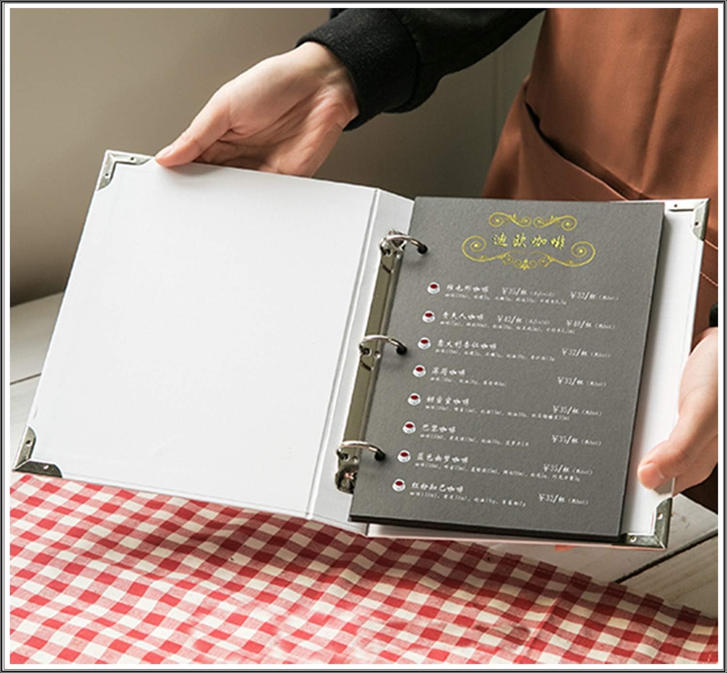 Amazon A5 手作り メニュー ブック ミニ バインダー ファイル 料理 選択 レシピ シンプル ホワイト ブラック メニュースタンド 文房具 オフィス用品