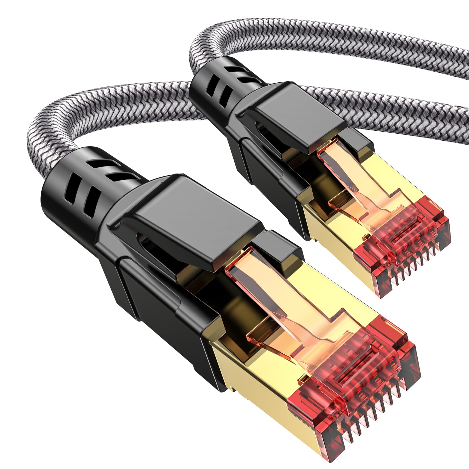 Photo 1 of Ltemziiy Cat 8 Ethernet Cable 6 ft, 40Gbps 2000Mhz High Speed Gigabit LAN Internet Cables,RJ45 Patch Cord Braided Round S/FTP Network Cable,for Smart Home,Office,Gaming,Modem, Router