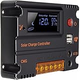 Mohoo 20A 12V 24V Auto Switch LCD Intelligent Solar Panel Battery Regulator Charge Controller Overload Protection Temperature Compensation