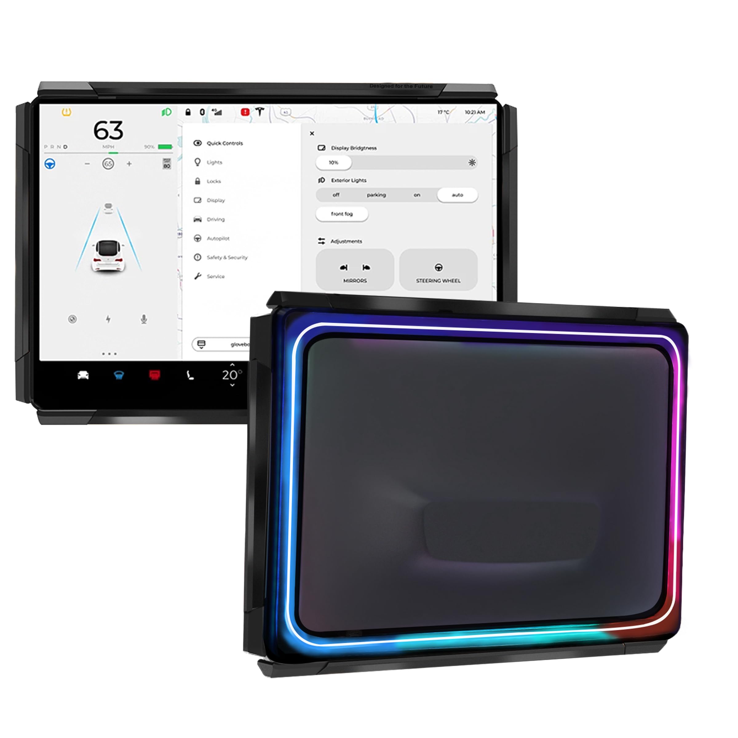 Photo 1 of GLuYuan Screen Ambient Light for Tesla Model 3(2017~2023) & Model Y(2020~2024) Interior Lighting Screen Metal Protector case (Black)