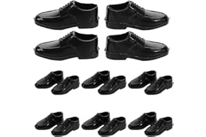 ERINGOGO 10 Pairs Miniature Black Doll Shoes for Scale Dolls Charming Design for Dollhouse Games and Micro Landscape Decorations Easy Swap