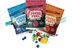 FocusFuel Energy Chews – Trial Size Variety Sample Pack (9 Servings) – 100mg Caffeine + Alpha GPC + L-Theanine + B12, Magnesium – Blue Razzberry Lemonade, Watermelon, Fruit Punch – No Crash or Jitters
