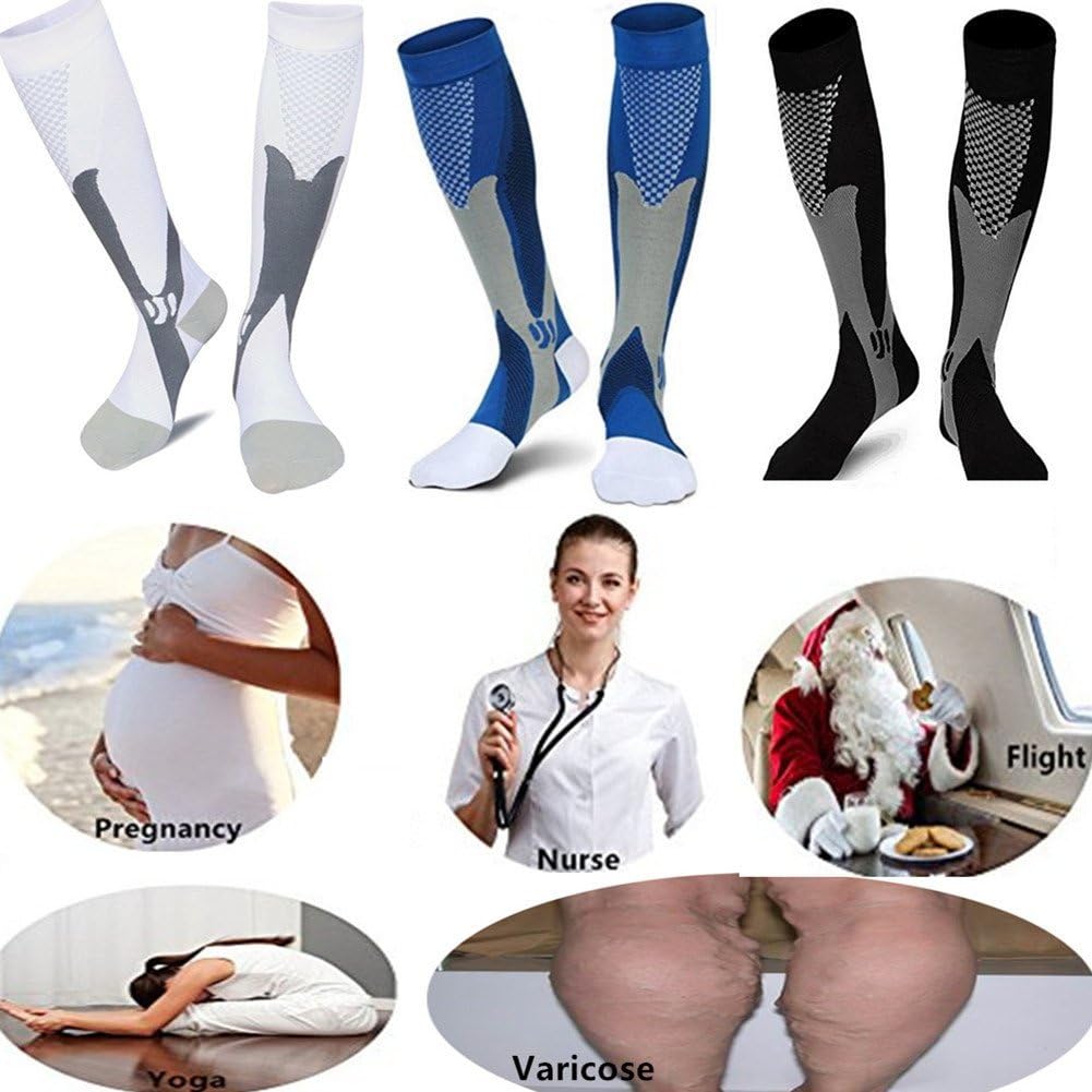 ZFiSt 3Pair Medical Sport Compression Socks Men,20-30mmhg Run Nurse Socks for Edema Diabetic Varicose Veins: Health & Personal Care