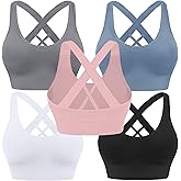 Evercute Sports Bra for Women Padded Medium Support Criss Cross Strappy Bras Seamless High Impact Yoga Exercise Athletic Bras