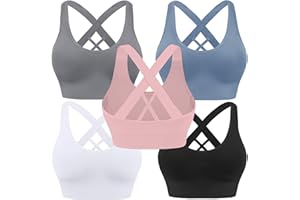 Evercute Sports Bra for Women Padded Medium Support Criss Cross Strappy Bras Seamless High Impact Yoga Exercise Athletic Bras