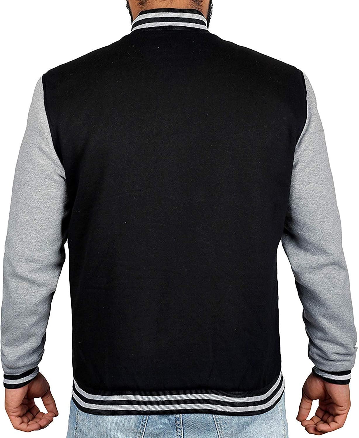 Mens Letterman jacket - Varsity Baseball Men Bomber Jackets With Grey Sleeves at  Men’s Clothing store