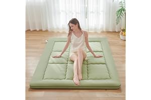 GORTUPI Twin Size Japanese Floor Futon Foldable Futon Mattress for Floor Tatami Mattress Portable Rollaway Bed for Guest Playmat for Kids Tatami Sleeping Pad Japanese Mattress for Adults Green A