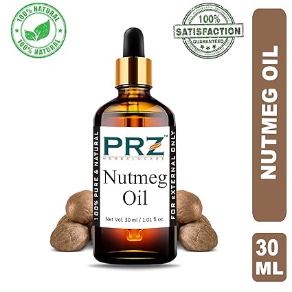 PRZ Nutmeg Essential Oil (30ML) - Pure Natural & Therapeutic Grade Oil For Aromatherapy, Skin Care & Hair Care