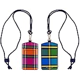 Kate Spade New York ID Badge Holder with Lanyard, Vegan Leather Slim Card Wallet, One Name Tag Case for Work, School, or Travel (Grand Plaid Duo)