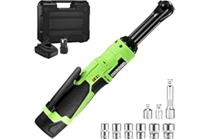 WorkBless WORKBLESS 3/8" Extended Electric Ratchet Wrench Set, 12V Cordless Ratchet with Variable Speed, 6 Sockets, LED Light
