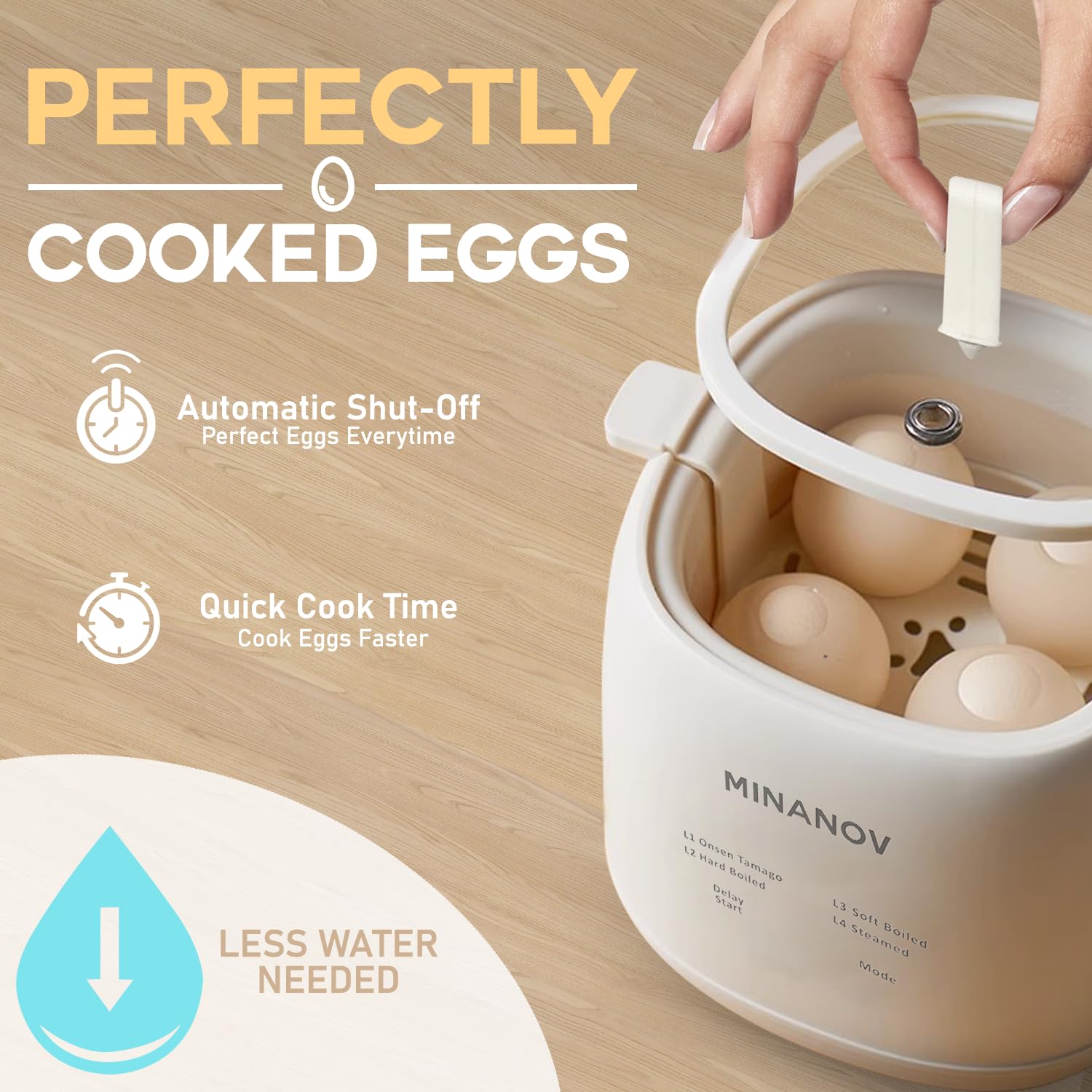 Egg Maker - Electric Egg Cooker with Auto Shut Off and Alarm- Egg Maker Machine for Hard Boiled, Soft Boiled, Steamed Eggs, Onsen Tamago - Smart Egg Cooker for Home,Kitchen, RV,Camping