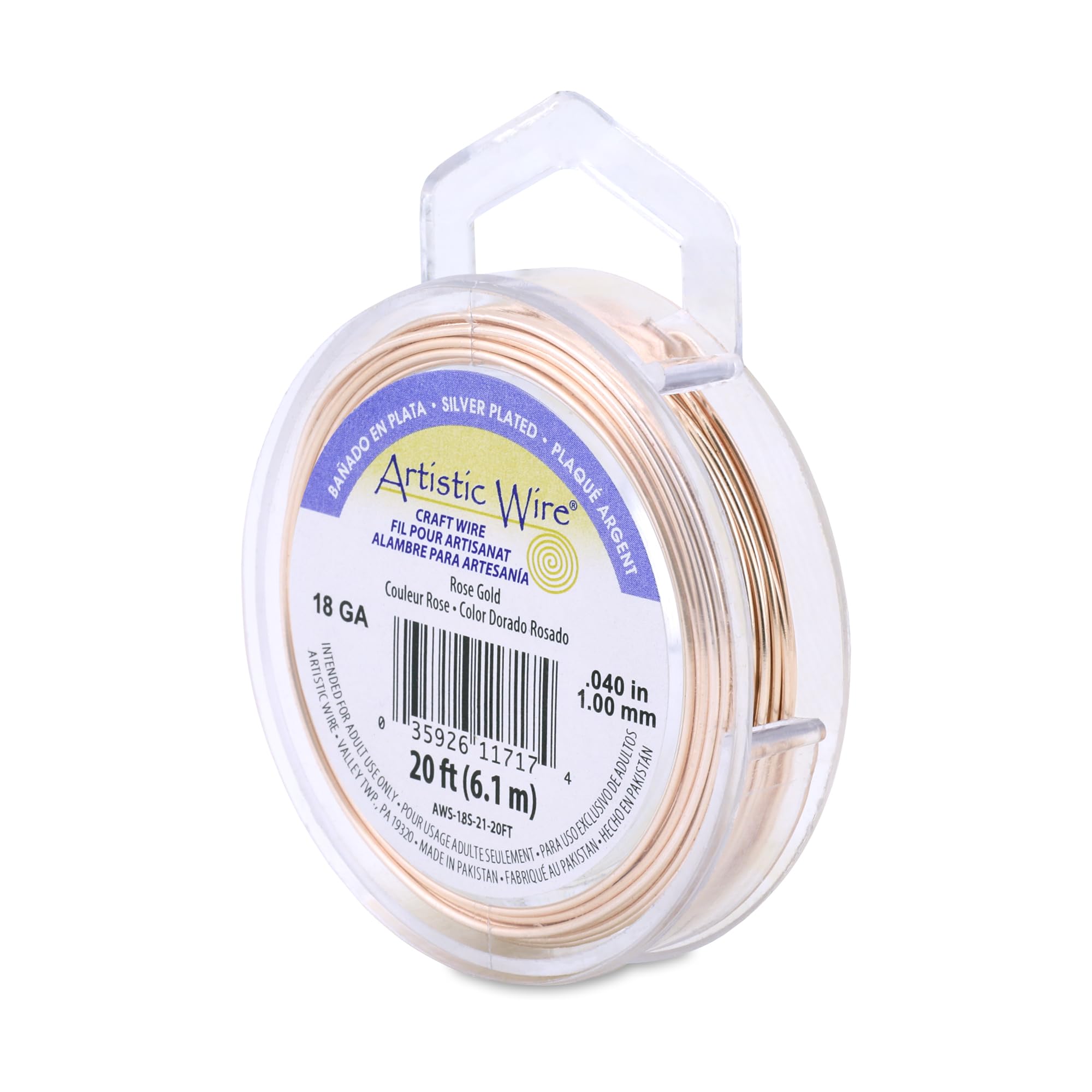 Beadalon Artistic Wire 18 Gauge Silver Plated Rose Gold Colour 1.0mm X 6.1m