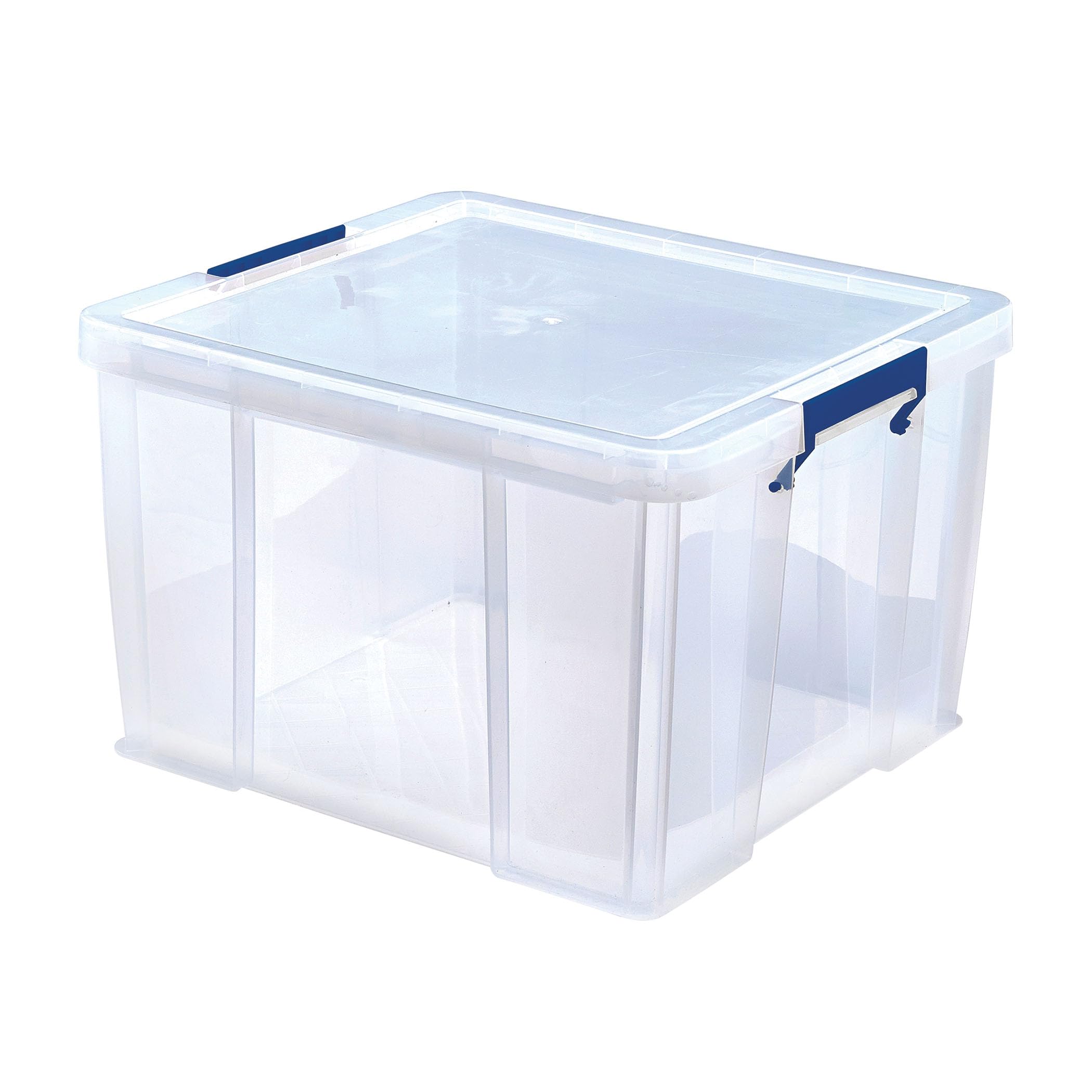 Bankers Box 48L Plastic Storage Boxes with Lids. ProStore Super Strong Stackable Plastic Storage Boxes (30 x 41 x 37 cm), Made in the UK, Clear