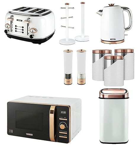 Torre Oro Rosa & Blanco - Set Digital 20L Microondas, 58L Sensor ...