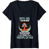 Womens Cute Pisces Girl Zodiac Sign for Women V-Neck T-Shirt