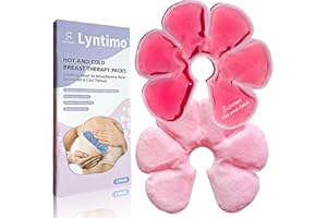 2 Pack Gel Breast Therapy Packs, Lyntimo Hot & Cold Breastfeeding Essentials Ice Pack for Pain Relief, Dual-use Nipple Coolin