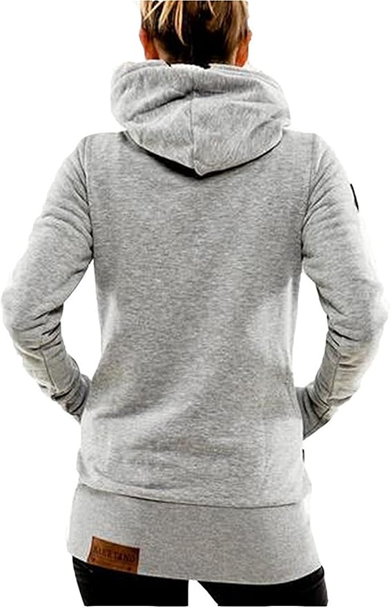 YUMiiiooo Nice Womens Loose Fit Hooded Printed Hoodie Sweater Jacket Gray L at Amazon Womenâs 