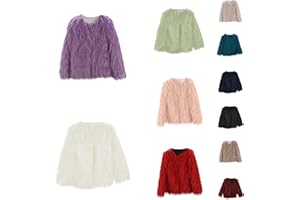 Betadog Girls Cozy Faux 𝐅𝐮𝐫 Long Sleeve Crew Neck Dress Coat Girls' Faux 𝐅𝐮𝐫 Wool Vest Coat Jacket