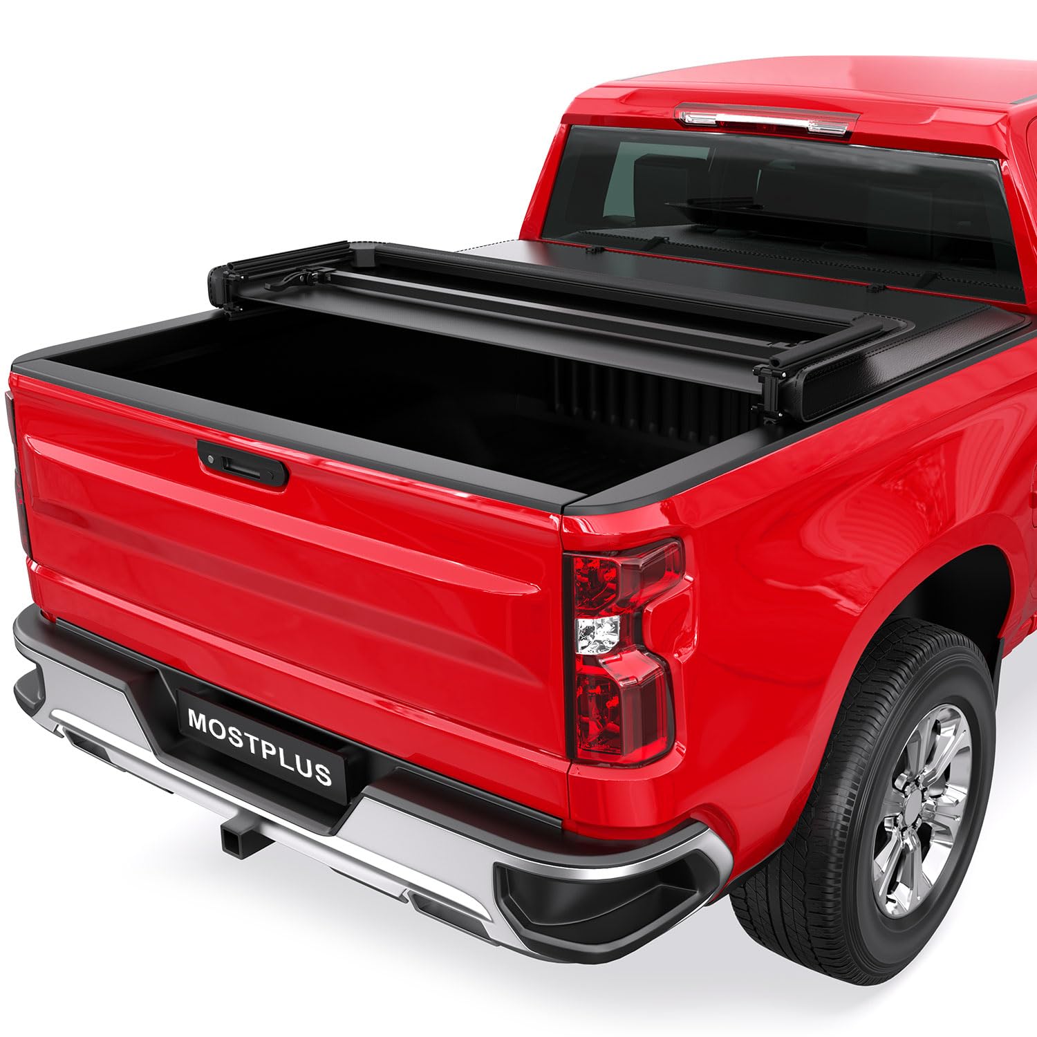 Photo 1 of **MAJOR DAMAGE. SELLING FOR PARTS**MOSTPLUS Tri Fold Soft Truck Bed Tonneau Cover Compatible for 2004 2005 2006 2007 Chevrolet Chevy Silverado/GMC Sierra 1500 2500 3500 Fleetside 5.8 FT On Top