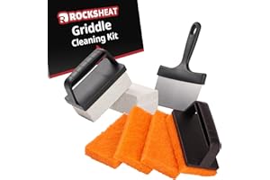 ROCKSHEAT Griddle Cleaning Kit for Blackstone, 9 Pieces Professional Flat Top Grill Cleaning Kit with Scraper, Grill Brick an