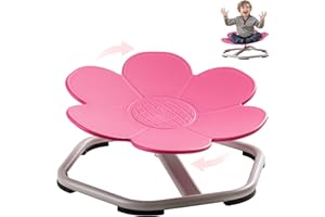 ROBUD Kids Sensory Swivel Chair, Autism Kids Swivel Chair with Non-Slip Design, Training Body Coordination, Flower Shape Wobble Chair, No Assembly, Pink