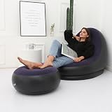 eBoutik Deluxe Inflatable Lounge Chair & Footstool Navy view 8